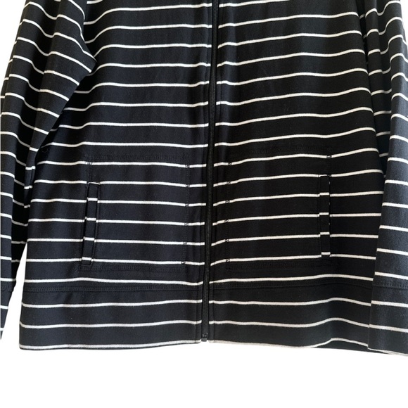 Karen Scott Black Sport  Zip Up Jacket Striped Activewear Women’s M - Picture 7 of 9